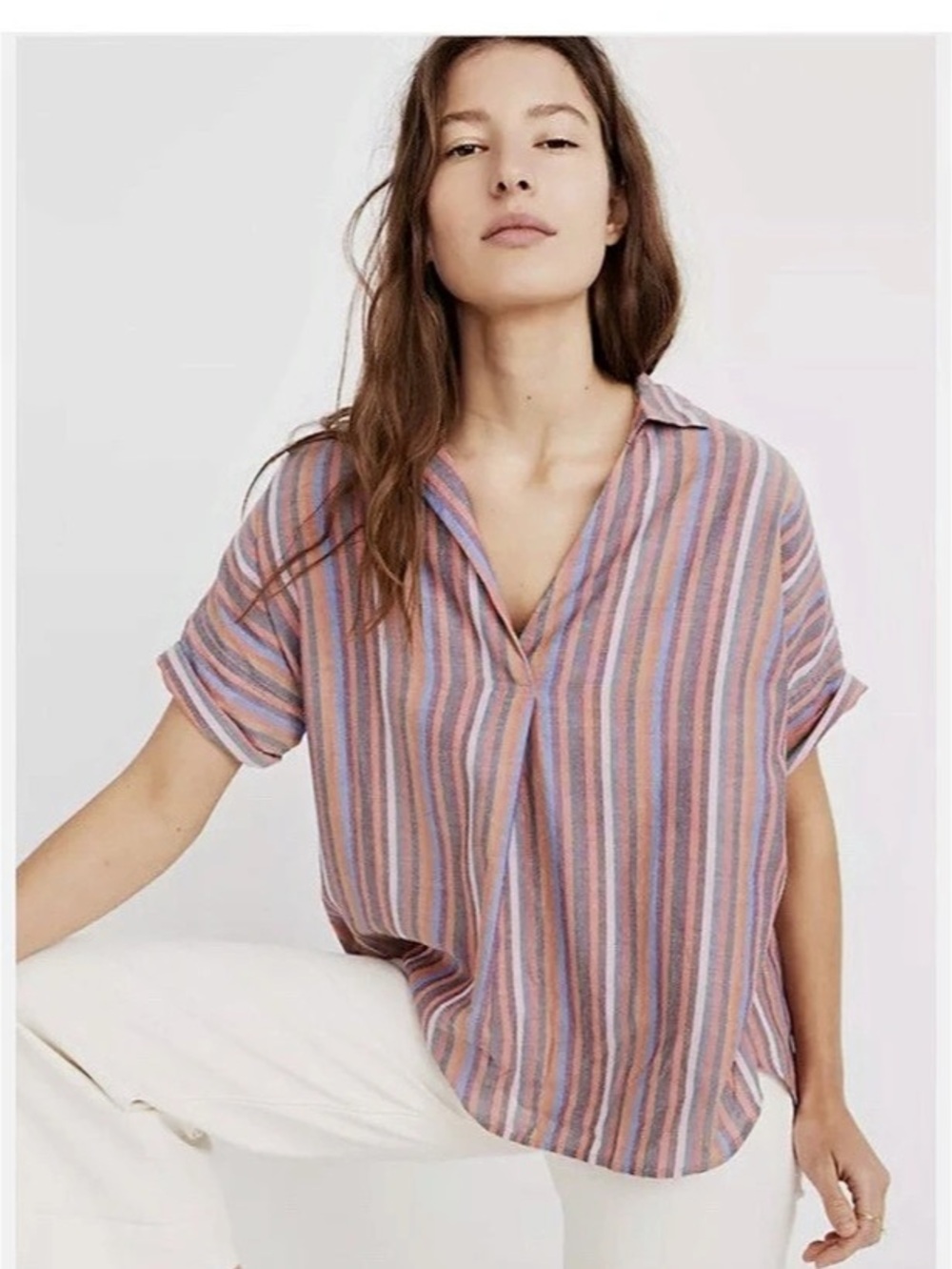 Madewell Courier Button-Back Shirt in Festival Stripe Courier Festival Stripe